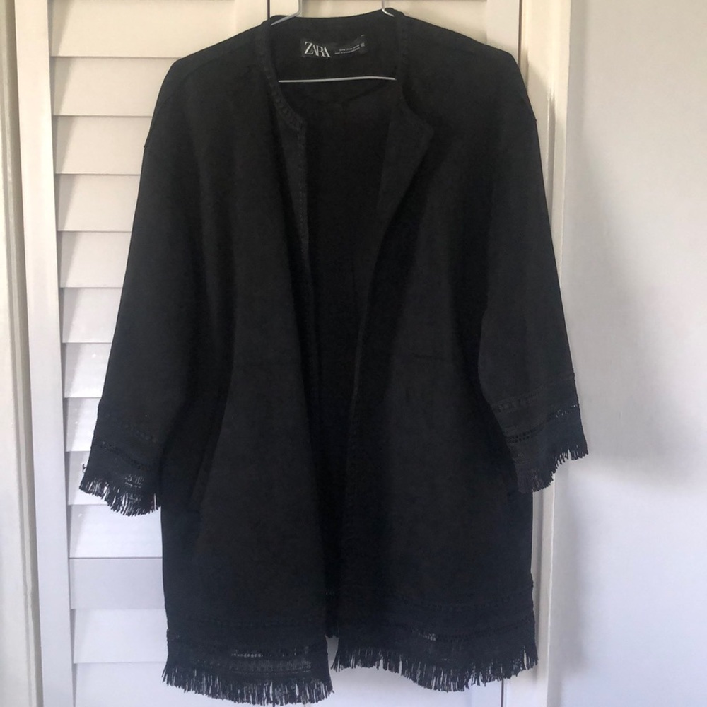 Zara Faux Suede Kimono in Black